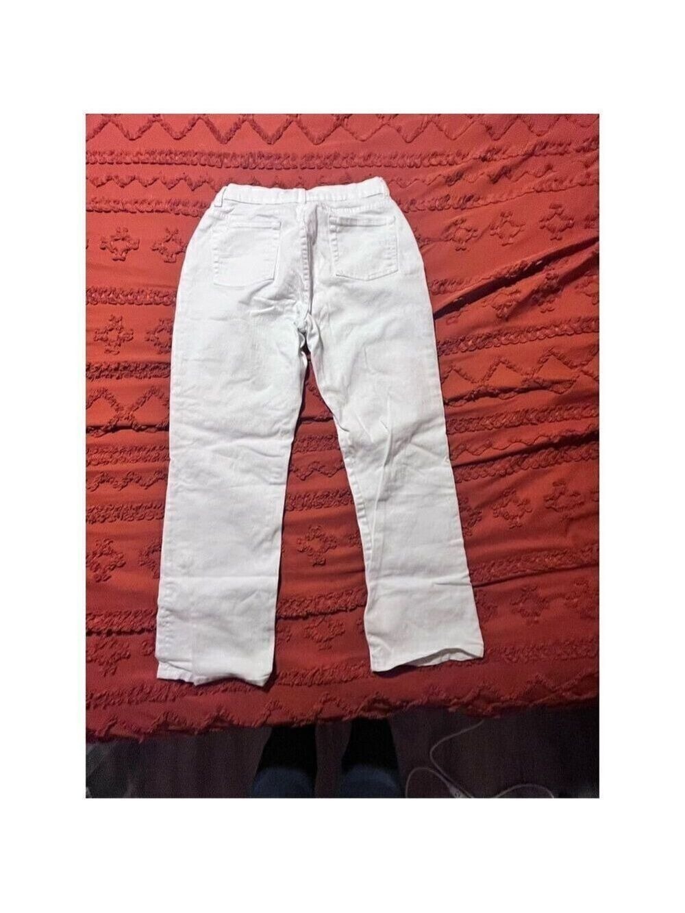St Johns Bay White Jeans blue floral finishes size 12 - Picture 9 of 13